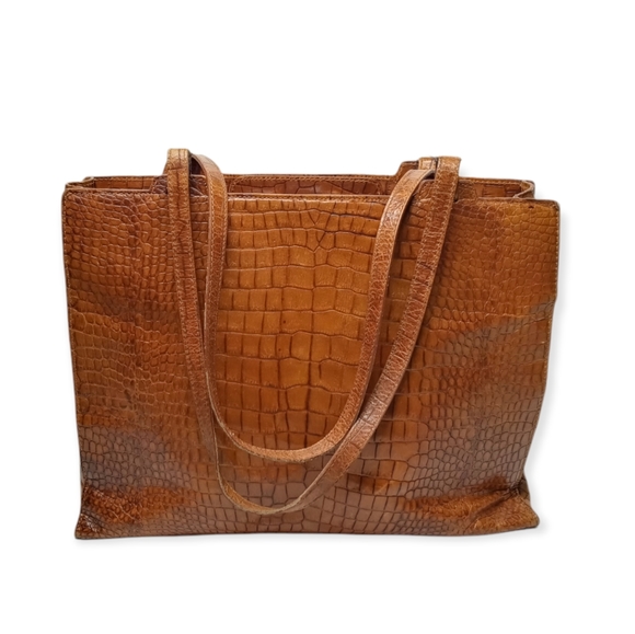 Cole Haan Croc Leather Embossed Handbag - Picture 3 of 8